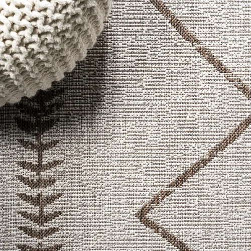 Vista 3 de JONATHAN Y Alfombra tribal de enrejado de diamantes para interiores y exteriores, 2 x 8 pulgadas, beige/marrón, Derya para patio trasero, patio