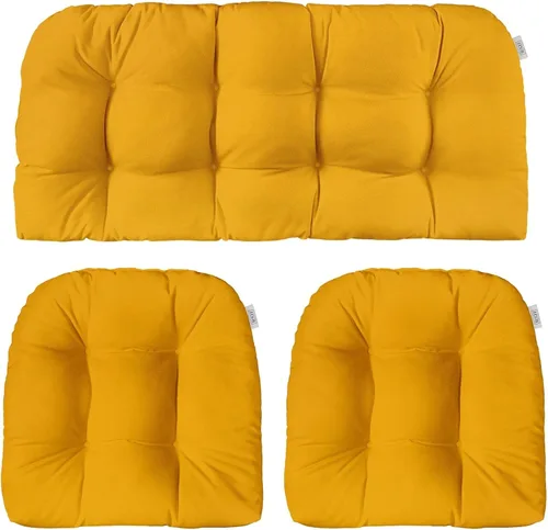 Vista 38 de RSH DECOR: Sunbrella - Juego de 3 cojines de mimbre copetudos 41 x 19 pulgadas y 19 x 19 pulgadas Fabricado con tela de rendimiento Sunbrella