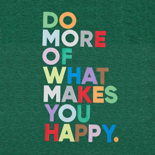 Vista 4 de Camiseta de manga corta para mujer, diseño con texto en inglés "Happy Graphic