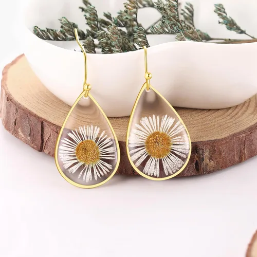 Vista 78 de Forget-Me-Not and Queen Anne's Lace Pressed Wildflower Earrings Pressed Flower Earrings Handmade Drop and Dangle Earrings Gift for Woman