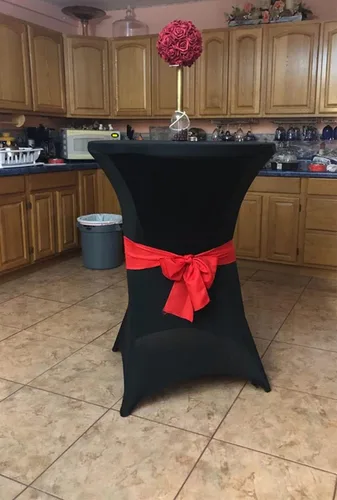 Vista 9 de Tina's Fundas de mesa de cóctel negras, manteles altos de 24 x 43 pulgadas Negro