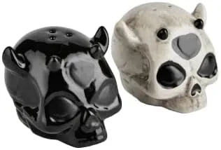 Vista 3 de Killstar Ashmedai Salero y pimentero Calavera Cuernos de Diablo Goth Spooky