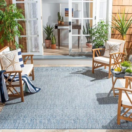 Vista 51 de SAFAVIEH Alfombra lavable al aire libre, colección Courtyard - 2'3" x 5', gris y negro, no desprende pelusa y fácil limpieza, ideal para patio