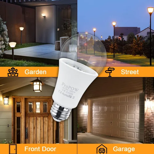 Vista 12 de Bombillas de anochecer a amanecer de 25 vatios, bombillas LED A19 de 3 vatios con cubierta transparente E26, iluminación automática