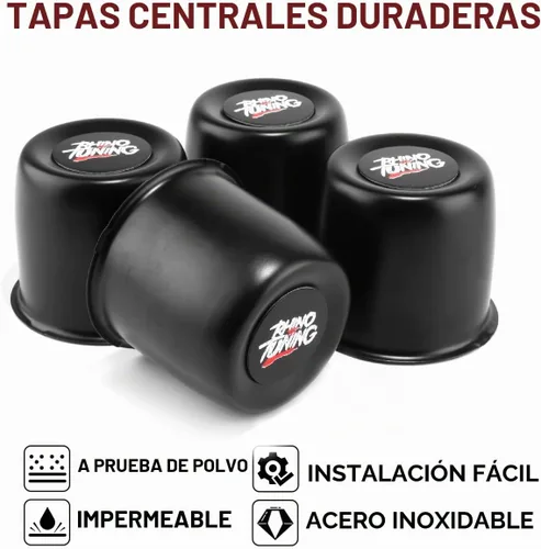 Vista 4 de RTRHINOTUNING Tapas centrales de rueda de 3.31 pulgadas de acero inoxidable que se empujan a través, tapas de cubo de remolque negras para camión