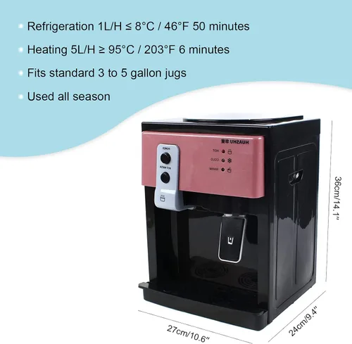 Vista 2 de Dispensador de enfriador de agua de carga superior – Dispensador eléctrico de escritorio caliente y frío, 3 ajustes de temperatura hirviendo agua