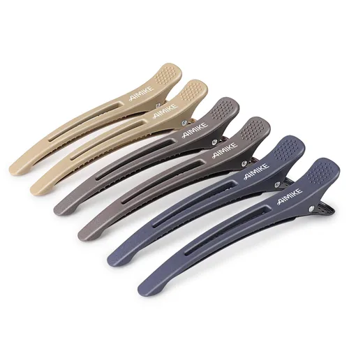 Vista 10 de AIMIKE Pinzas para peinar con pico de pato de silicón sin arrugas para sección, corte y uso en salón Clips de pico de pato con bandas de silicona