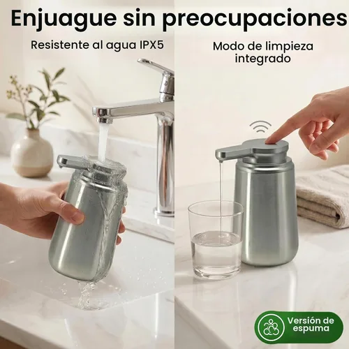 Vista 8 de GentleJet NovaJet - Dispensador automático de jabón espumoso con sensor sin contacto, USB-C recargable, acero inoxidable 304, IPX5 resistente al