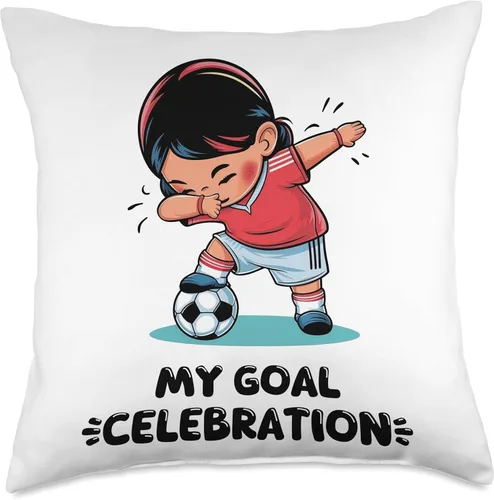 Vista 4 de Dabbing Soccer Girl Funny Kids Football Gifts For Christmas Throw Pillow