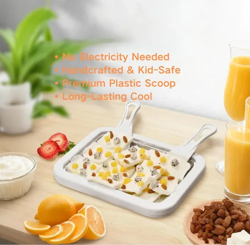 Vista 5 de Máquina para hacer helados enrollados, sartén para puntos dulces, plato frío instantáneo, ideal para hacer helado enrollado, suave para servir