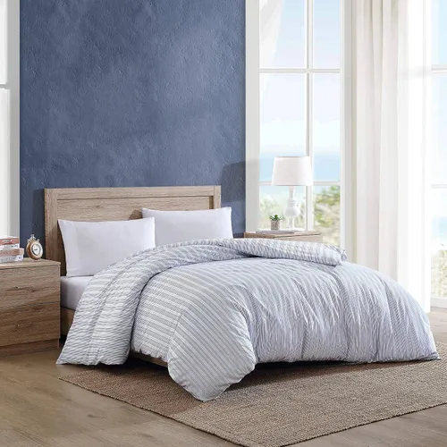 Vista 6 de Nautica - Funda de edredón tamaño individual, ropa de cama reversible de algodón con cierre de botón, decoración casual del hogar para todas