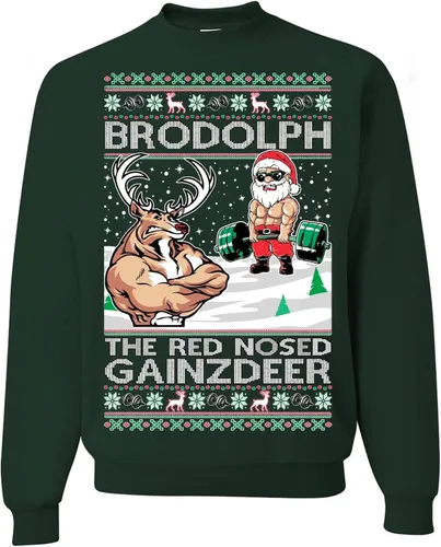 Vista 56 de wild custom apparel Suéter feo de Navidad a la moda más reciente de la colección 3 sudadera de cuello redondo Negro