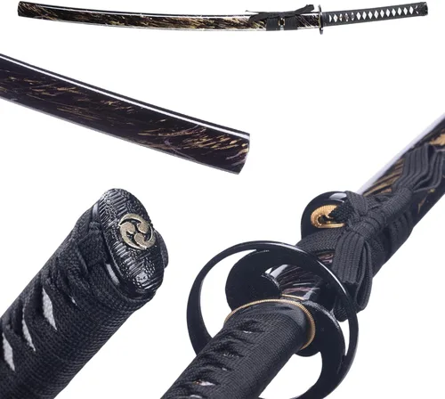 Vista 5 de Katana de entrenamiento, espada tradicional hecha a mano, Katanas de espiga completa de acero de resorte 9260, auténticas espadas samuráis