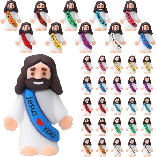 Vista 12 de Bememo 25 figuras de Jesús pequeñas figuras de Jesús, color blanco