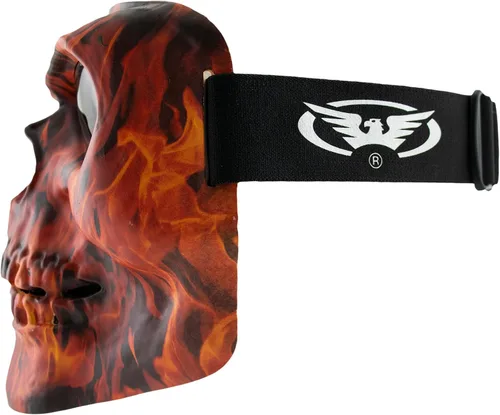 Vista 3 de Global Vision Máscara de calavera para motocicleta, cobertura de cara completa, gafas de equitación con llama mate con lentes ahumados