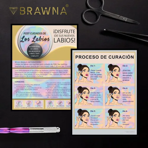 Vista 7 de 50 Pcs Instrucciones De post Cuidados De Las Cejas Permanentes - Versión Española Microblading Tarjetas de Instrucciones de Cuidado Posterior 4.25x