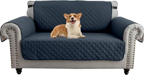 Vista 11 de UNBBRRL Funda de sofá reversible para perros y gatos, funda impermeable para muebles para mascotas y niños, protector de sofá con correas elásticas