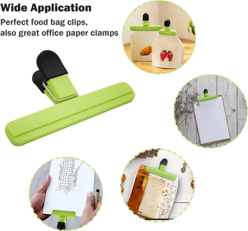 Vista 5 de Clips para bolsas de chips, 9 unidades, herméticos, resistentes y resistentes clips de plástico para almacenamiento de alimentos, abrazaderas