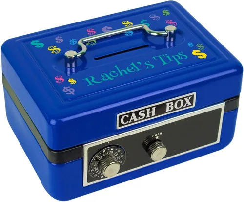 Vista 12 de Caja de efectivo azul personalizada para niños marinos y marinos (tren azul)