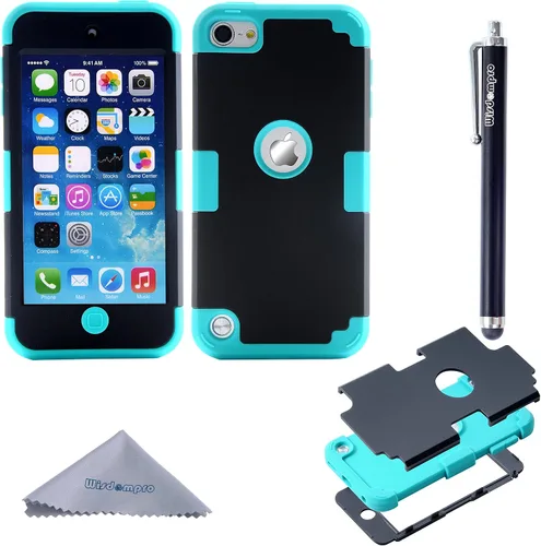 Vista 7 de Wisdompro Funda para iPod Touch 7, para iPod Touch 6, para iPod Touch 5, 3 en 1 híbrida de silicona suave y policarbonato duro Funda protectora