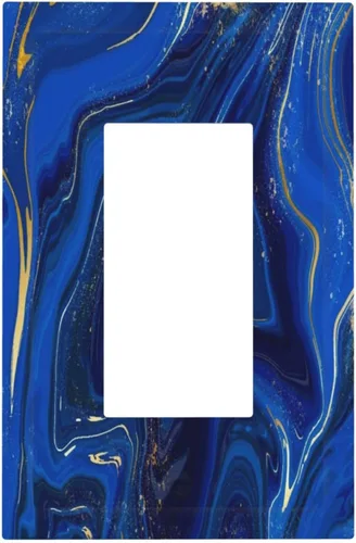 Vista 89 de Cubiertas de Tomacorrientes Mármol Azul Abstracto Textura de Purpurina Dorada 1 Gang Cubierta de Placa de Interruptor de Luz Dúplex Cubiertas