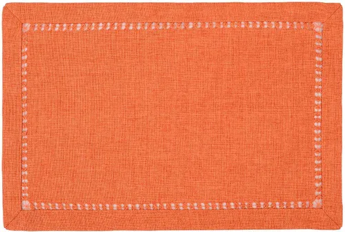 Vista 3 de Grelucgo - Camino de mesa o cubierta de tocador rectangular hecha a mano, color naranja