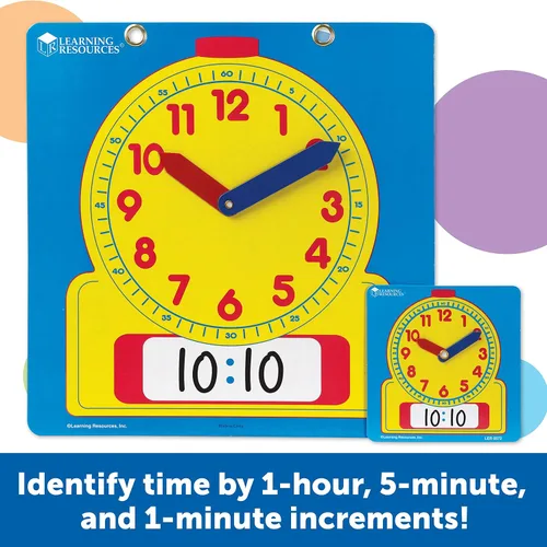 Vista 3 de Learning Resources Write & Wipe Clocks - Juego de 25 piezas, a partir de 6 años, laminado de borrado en seco, ayuda didáctica, suministros