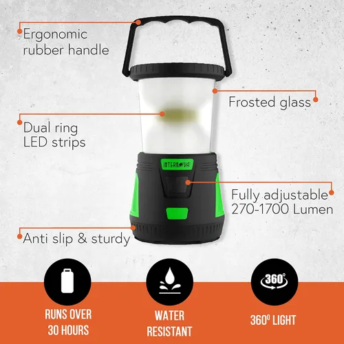 Vista 9 de Internova Linterna LED de camping de 2000 lúmenes, linterna de batería de mayor duración, alimentada y operada con control de luz infinito de 360