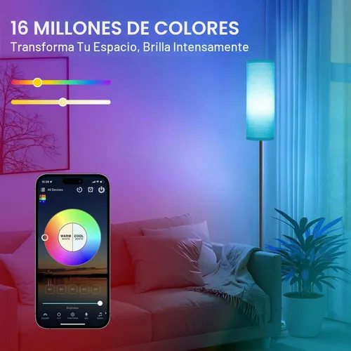 Vista 2 de FRIDEKO HOME Lámpara de pie, iluminación ambiental que cambia de color para sala de estar, dormitorio, lámpara de pie con aplicación y control