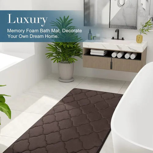 Vista 6 de Olanly - Alfombra de baño de espuma viscoelástica, ultra suave, antideslizante y absorbente, lavable a máquina, cómoda, gruesa alfombra de baño