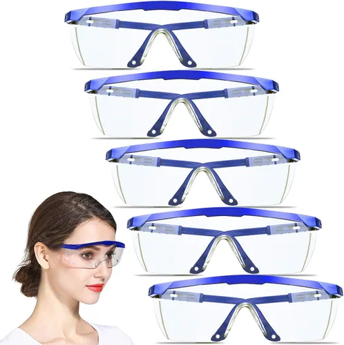 Vista 11 de Gafas de seguridad, 5 gafas protectoras ajustables de visión amplia, gafas de seguridad ligeras a prueba de niebla