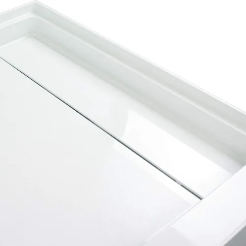 Vista 6 de Transolid FL6034R-39 - Base de ducha rectangular lineal de 60 pulgadas de ancho x 34 pulgadas de largo, con drenaje a la derecha, color gris