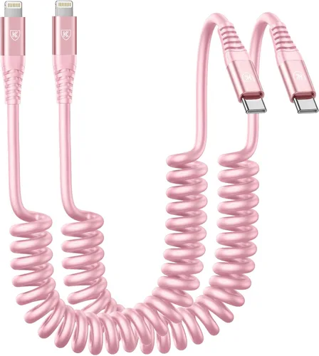 Vista 9 de Paquete de 2 cables de carga USB C a USB C en espiral para automóvil, cable de carga rápida USBC tipo C compatible con 17/1615/15 Plus/15 Pro/15 Pro