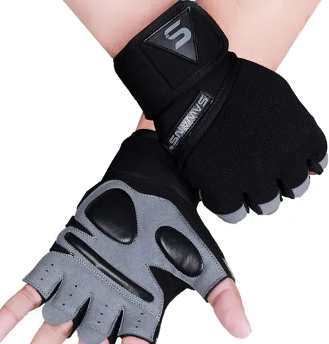Vista 7 de SAWANS Guantes de entrenamiento de fitness, guantes de levantamiento de pesas para hombres y mujeres, transpirables, soporte de muñeca