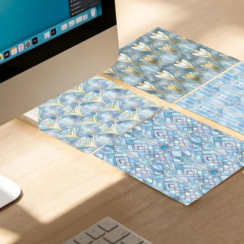 Vista 6 de PRSTINCOL Papel para álbum de recortes, 16 hojas de 6 x 6 pulgadas, suministros de álbum de recortes de estilo de ventana azul, papel de decoupage