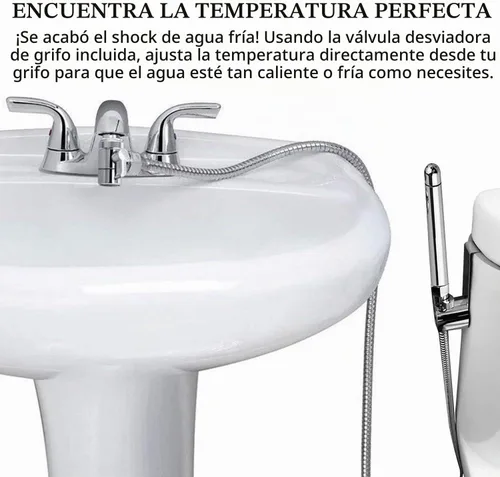 Vista 5 de Ducha de mano con accesorios de ducha para grifo, ducha de 3 cabezales en aluminio, con divisor de grifo, manguera de 59 pulgadas y conexión