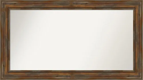 Vista 135 de Amanti Art Espejo de baño marrón para sobre fregadero, 26 x 26 pulgadas, espejo de tocador cuadrado marrón rústico Alexandria, marco de madera