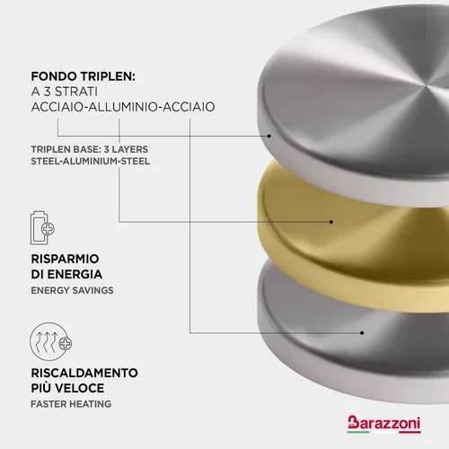 Vista 3 de Barazzoni Easy Dual System 2.0, olla a presión, 6 litros, diámetro 8.7 in, fabricado en Italia, acero inoxidable 18/10