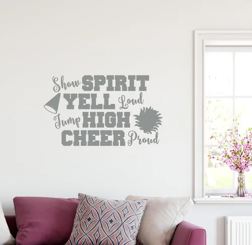 Vista 3 de 38"x24" Show Espíritu Yell Loud Jump alta Cheer orgullosos pompones animadora del megáfono calcomanía decorativo para pared arte mural decoración