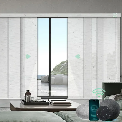 Vista 8 de Yoolax Persianas de puerta corredera inteligentes XL personalizadas, persianas motorizadas compatibles con Alexa, persianas de tela opacas Basalto