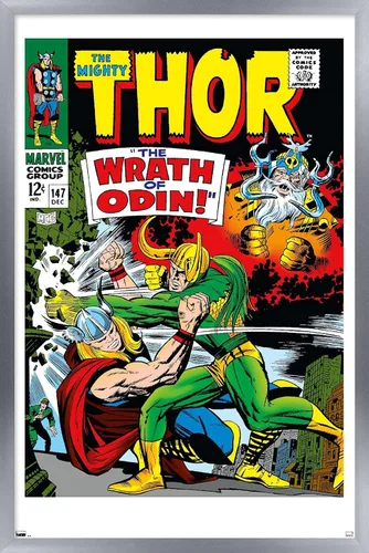 Vista 10 de Trends International Marvel Comics Loki - Póster de pared Thor #147, 22.4 pulgadas de largo x 14.7 pulgadas, versión enmarcada en madera de granero