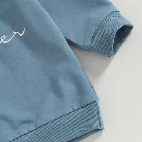 Vista 6 de Big Brother Little Sister Conjuntos a juego para bebé, sudadera de manga larga de color sólido para otoño e invierno