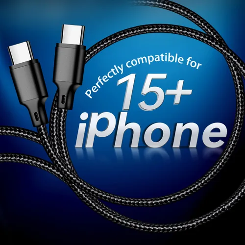 Vista 6 de cugunu Cable USB C a USB C, paquete de 5 cables de carga rápida de 60 W, 3 Negro