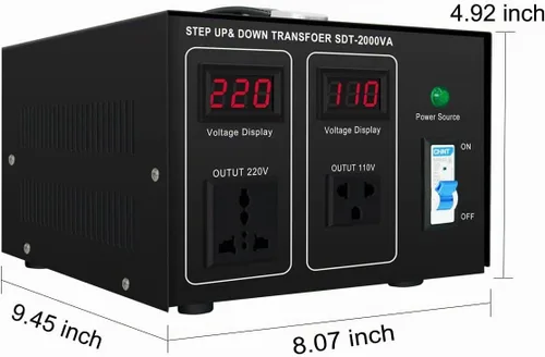 Vista 6 de Transformador elevador/abajo 220v a 110v, 2000W 110 a 220 convertidor de voltaje 120v a 240V Heavy Duty Power Transformer