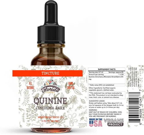 Vista 5 de Extracto de tintura de quinina, líquido de quinina (Cinchona officinalis) Suplemento de hierbas de corteza seca, sin OMG, sin gluten en glicerina