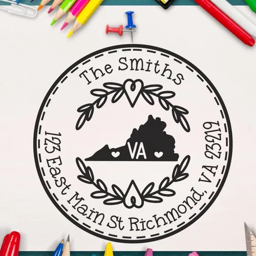 Vista 135 de Alabama State Wreath - Sello de sello de dirección personalizado para invitaciones de fiesta, tarjetas de vacaciones y decoración del hogar Sello