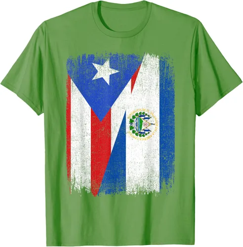 Vista 15 de Camiseta Half Puerto Rico El Salvador Flag Orgullo Salvadoreño Roots