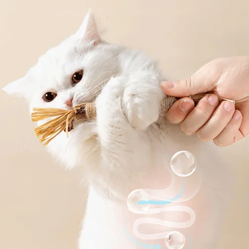 Vista 5 de Silvervine - Palitos masticables para gatos, paquete de 4 palitos masticables para limpieza de dientes de gato, juguete interactivo para masticar