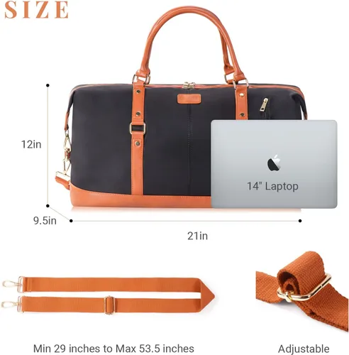 Vista 15 de Oflamn Bolsa de fin de semana para mujer, bolsa de lona para la noche, bolsa de viaje grande, bolsa de viaje con compartimento para zapatos, juego