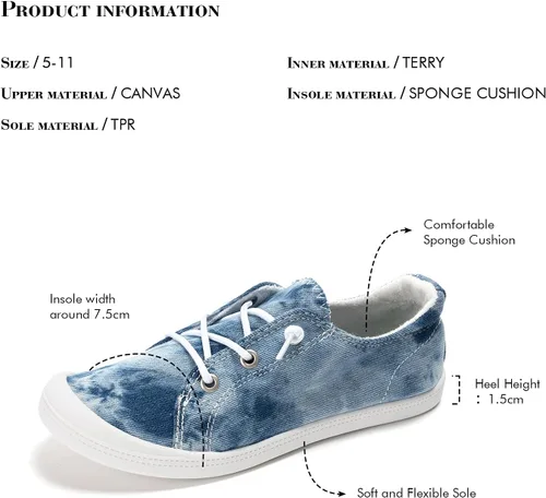Vista 6 de Funkymonkey Zapatos informales de lona, para mujer, tenis planos, sin cordones y cómodos